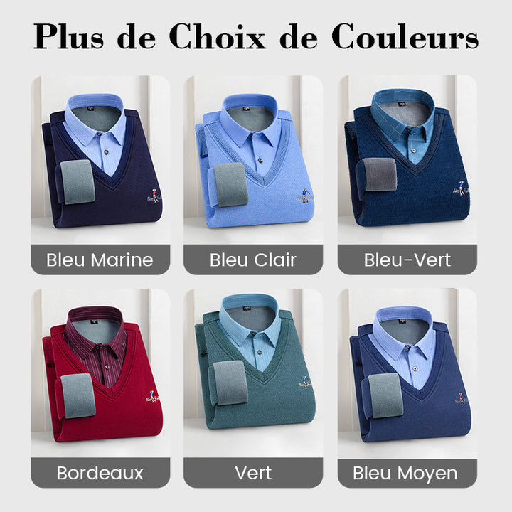 ✈️Expédition rapide🔥Haut Chaud Isolé en Polaire pour Hommes avec Col de Chemise