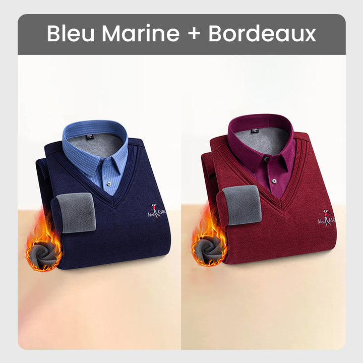 ✈️Expédition rapide🔥Haut Chaud Isolé en Polaire pour Hommes avec Col de Chemise