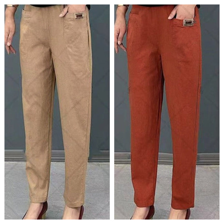 Pantalon en coton à taille élastique pour femme