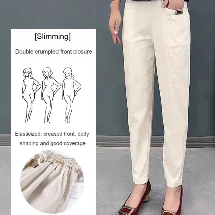 Pantalon en coton à taille élastique pour femme