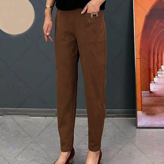 Pantalon en coton à taille élastique pour femme