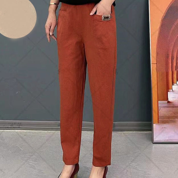 Pantalon en coton à taille élastique pour femme